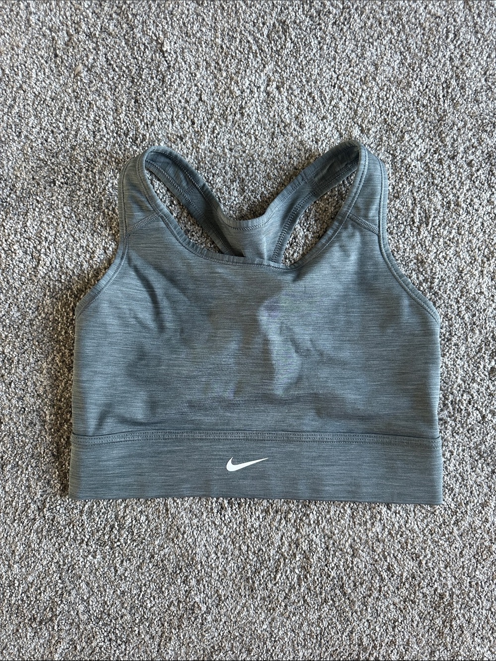 Nike Gray Racerback Sports Bra with White Swoosh
